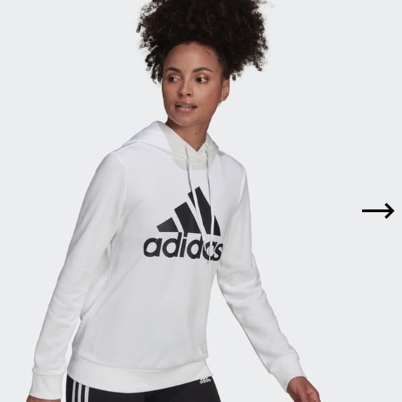 adidas White Logo Badge of Sport Overhead Hoodie SS. - Picture 1 of 16